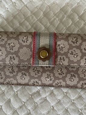 Cath Kidston 🌸 Floral Embossed Wallet with Striped Snap Band